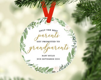 Best Parents Get Promoted to Grandparents Personalized Christmas Ornament, Pregnancy Announcement Ornament, Grandparent Christmas Ornament