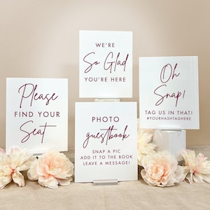 Modern Script Wedding Sign Bundle - 8x10, Wedding Signs, Sign Bundle, Acrylic Signs, Wedding Decor, Acrylic Set, Sign Set, Wedding Decor