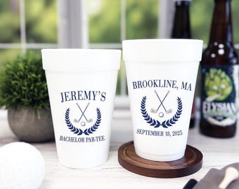 Golf Bachelor Party Cups: Personalized Foam Drinkware Favors