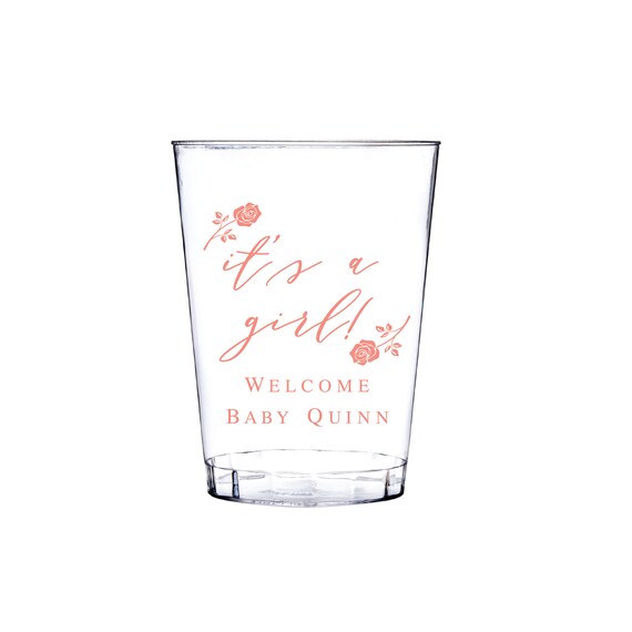 Welcome Baby Girl Baby Shower Clear Plastic Party Cups, Welcome Baby Personalized Baby Shower Plastic Cups Il_570xn