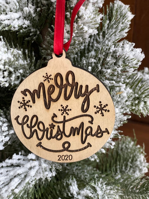 Merry Christmas - 2020 Christmas Ornament, 2020 Wooden Ornament, Custom Wooden Christmas Ornament Il_570xn