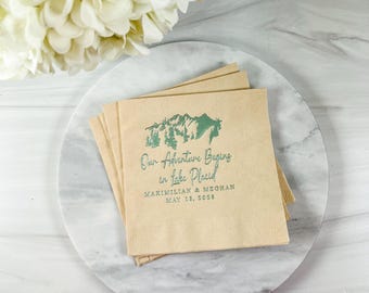 Wedding Cocktail Napkins, Personalized Foil Print (Custom Text)