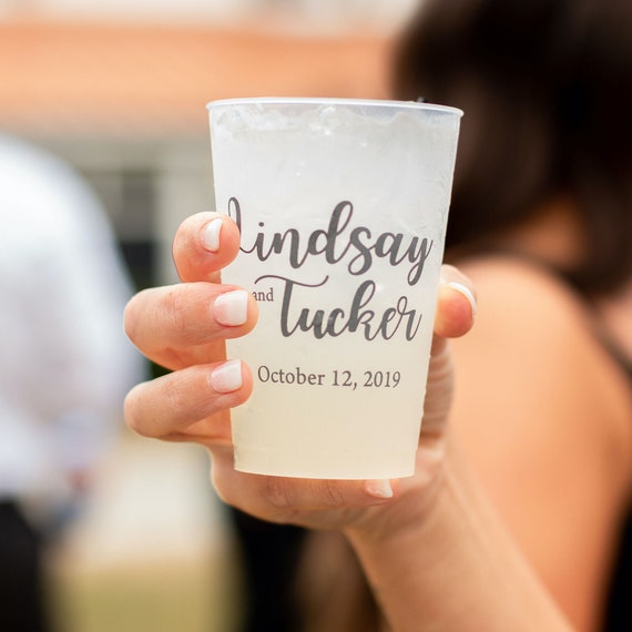 First Name Custom Personalized Wedding Shatterproof Plastic Cup, Bridal Shower/ Rehearsal Dinner / Bachelorette Shatterproof Plastic Cups Il_570xn