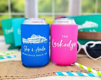 Custom Wedding Can Holder - Illustrated Venue, Insulated Foam Cooler