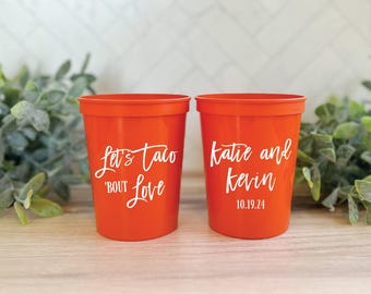 Custom Wedding Stadium Cups - Taco 'bout Love Design, Reusable