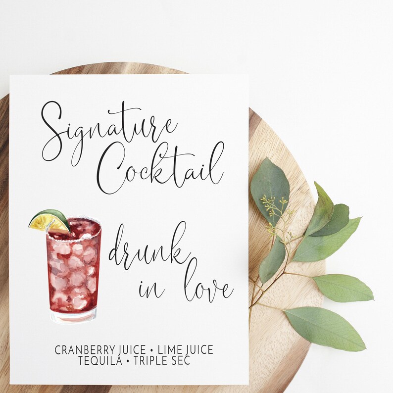 Signature Drink Sign: Custom Wedding Bar Menu (Print or Canvas) Bild 3