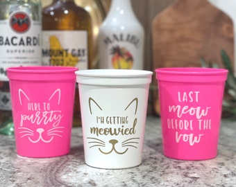 I'm Getting Meowed Ready to Ship Bride Stadium Cup - Bachelorette Party Cups - Stadium Plastic Cups - Bachelorette Party