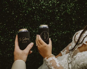 Wedding Can Holder, Floral Design, Personalized (Custom Text, Collapsible)