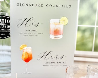 Signature Cocktails Acrylic Sign, Signature Drink Bar Menu, Wedding Bar Menu, Wedding Bar Sign, Acrylic Bar Menu Sign