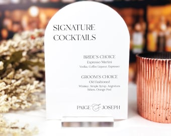 Editable Signature Cocktail Sign, Printable Wedding Bar Menu (Digital Download)