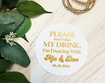 Personalized Wedding Coasters - Foil Pressed, Custom Text Design