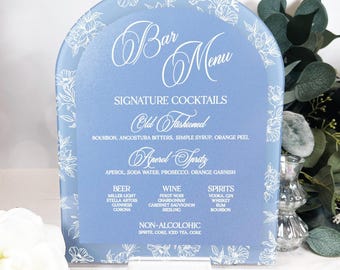Signature Drink Bar Sign: Floral Acrylic - Wedding Decor