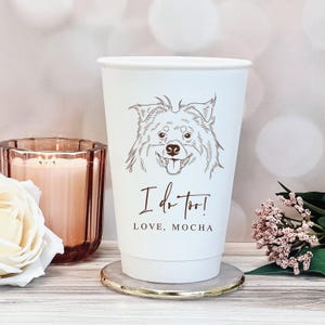 Custom Illustrated Pet Wedding Paper Cups | Coffee Bar | Hot Chocolate Bar | Wedding Coffee Bar | Pet Cups | Pet Wedding Decor