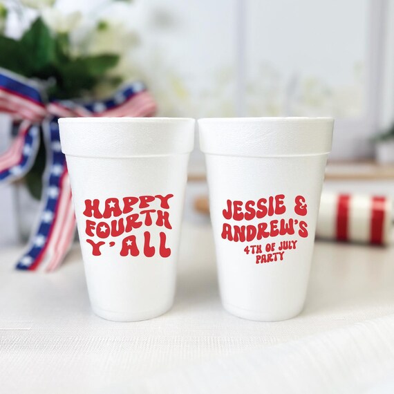 Custom 4th of July Foam Cups: Personalized Patriotic  display picture 1