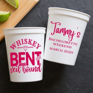 Whiskey Bent and Veil BoundBachelorette Personalized Stadium Plastic Cups - Bachelorette Party - Bachelorette Weekend - Nashville Bach