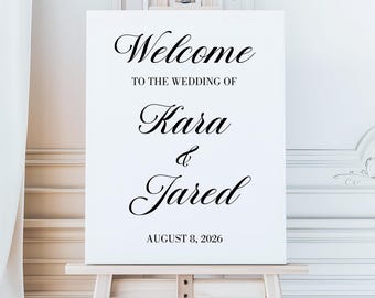 Editable Wedding Welcome Sign, Romantic Calligraphy Template, Elegant Ceremony Decor