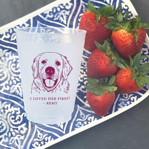 Custom Illustrated Pet Frosted Wedding Cups, Modern Wedding Cups, Custom Dog Wedding, Custom Wedding Cups, Shatterproof Cups, Pet Drawing