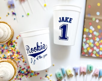 Rookie of the Year Baseball Birthday Personalized Stadium Plastic Cups - Birthday Stadium Cups - Birthday Party - Birthday Favor