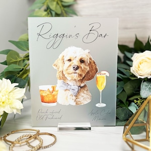 Dog Signature Cocktails Acrylic Sign, Two Dog Signature Drink Bar Menu, Pet Wedding Bar Menu, Wedding Bar Sign, Acrylic Bar Menu Sign