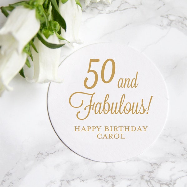 50 and Fabulous Birthday Personalized Coasters