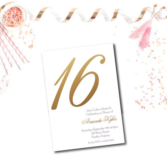 INSTANT DOWNLOAD Sweet 16 Birthday Invitation - 5x7 Birthday Invitations Il_570xn