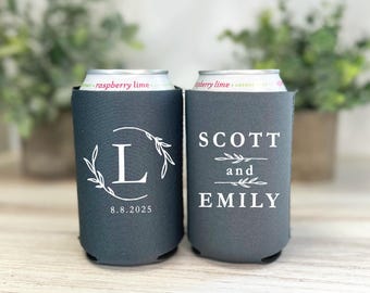 Wedding Can Cooler: Custom Drink Insulator (Personalized Names & Date)