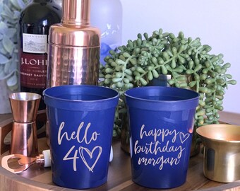 Personalized 40th Birthday Stadium Cups: Custom Colors, 16oz or 22oz
