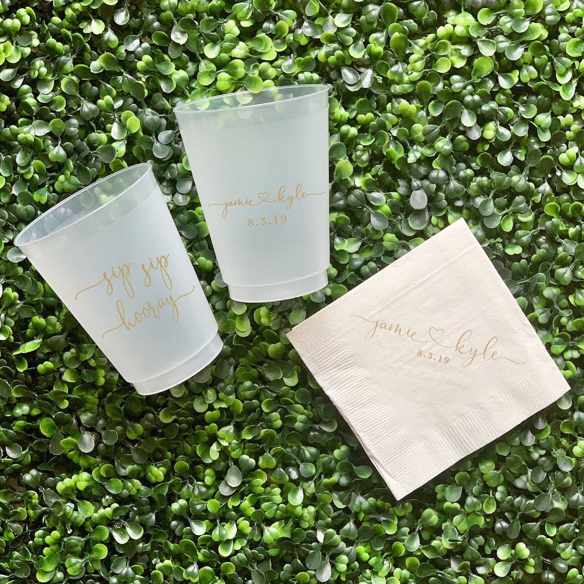 Personalized Wedding Napkins and Cup Package Buy Together Etsy