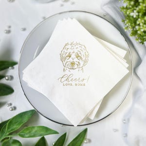 Custom Illustrated Dog Wedding Napkins, Bridal Shower, Engagement Party, Custom Bar Napkins, Custom Pet Wedding Napkins, Dog Napkins