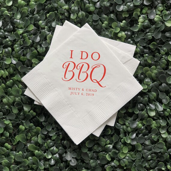 I Do BBQ Personalized Couples Bridal Shower Napkins Bridal Shower