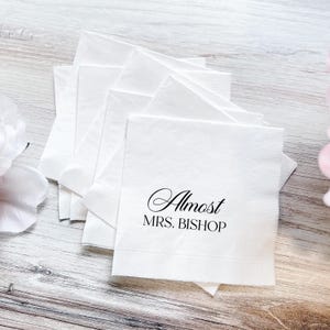 Elegant Almost Mrs Personalized Bridal Shower Napkins, Bridal Shower, Custom Napkins, Future Mrs, Bride to be, Bridal Shower Decor
