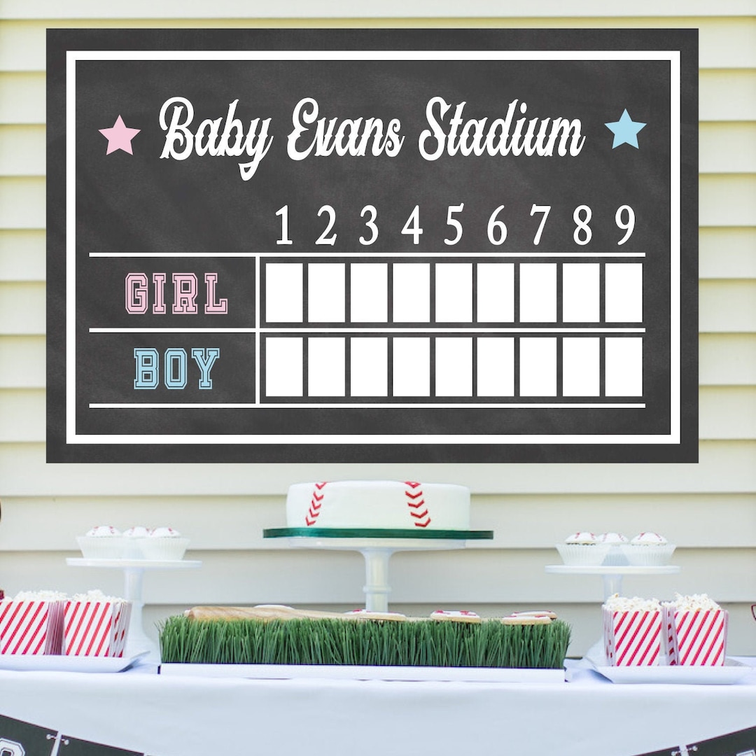 Gender Reveal Baseball Scoreboard (baseball Gender Reveal, Baseball ...