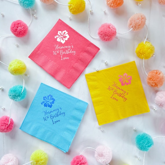 Luau Birthday Personalized Birthday Napkins Luau Party Beach