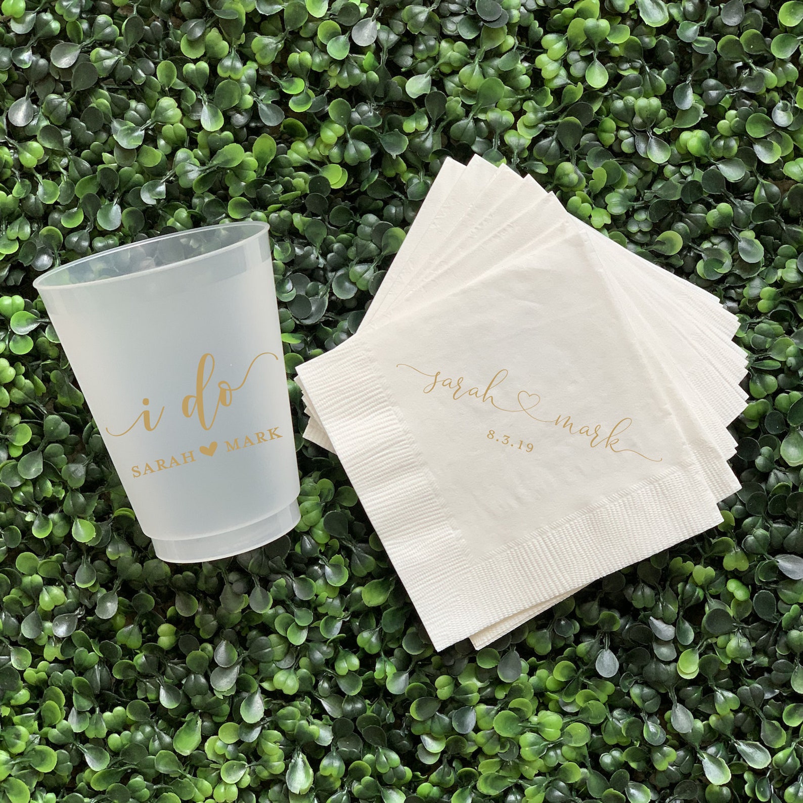 Personalized Wedding Napkins and Cup Package Buy Together Etsy