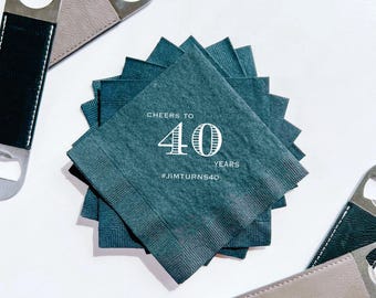Custom 40th Birthday Napkins - Soft, Foil-Stamped Party Decor