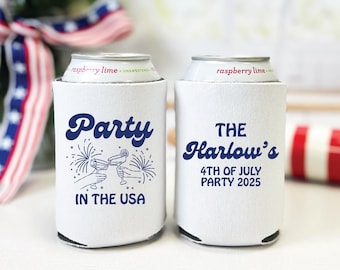 Can Coolers: Personalized 4th of July Drink Sleeves - Reusable, Collapsible