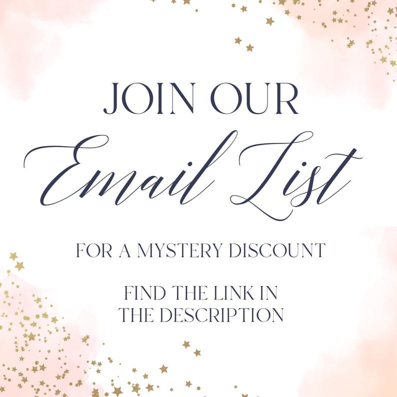 a pink and gold background with the words join our email list for a mystery discount