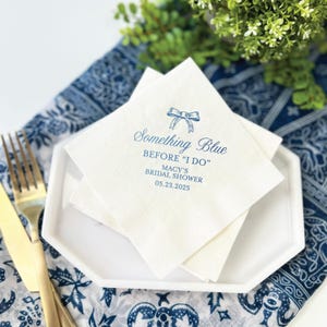 Something Blue Bridal Napkins - Custom Foil Print for Wedding Shower