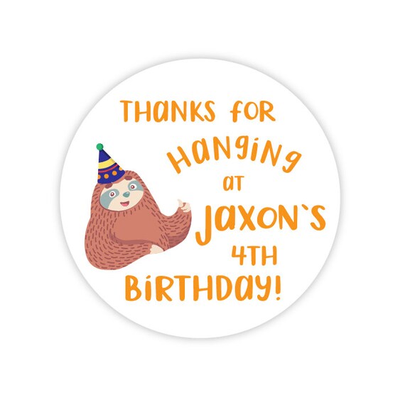 SLOTH PERSONALISED NAME BIRTHDAY BADGE