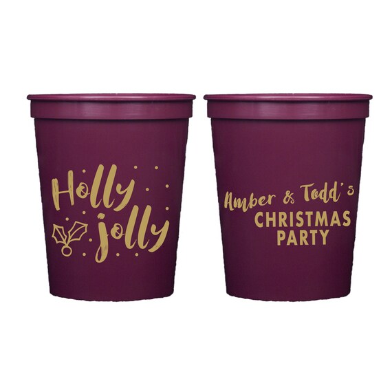 Holly Jolly Christmas Party Cup, Personalized Christmas Stadium Cup, Holiday Cocktails, Christmas Cup, Hostess Gift, Family Christmas Party Il_570xn