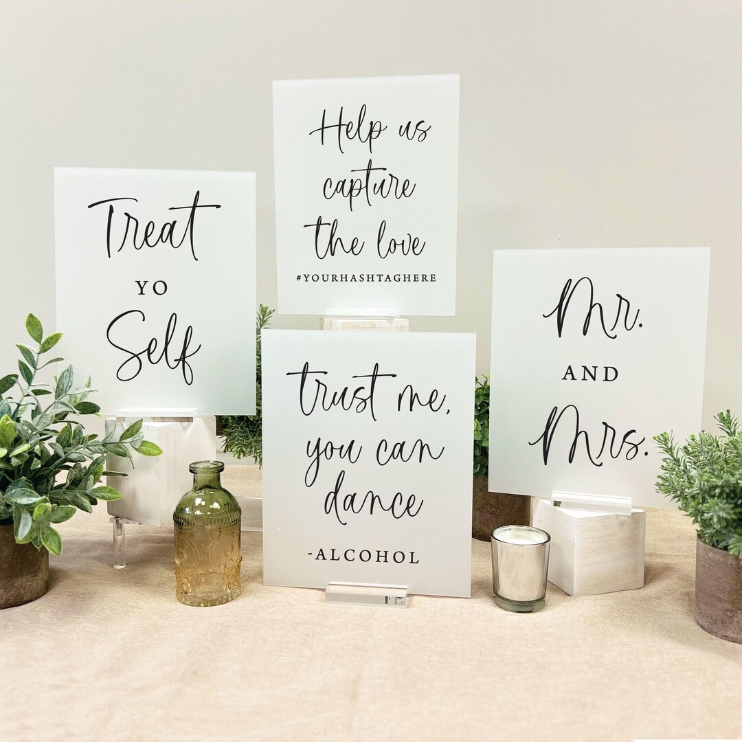 Timeless Script Wedding Signs - Acrylic 8x10 Bundle - Etsy