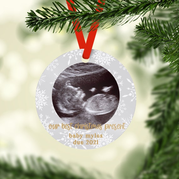 Best Christmas Present - Custom Photo Christmas Ornament, Pregnancy Announcement Ornament, Baby Due Christmas Ornament, Sonogram Photo Il_570xn