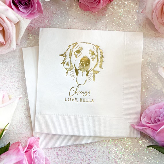 Custom Illustrated Dog Wedding Napkins Bridal Shower Etsy