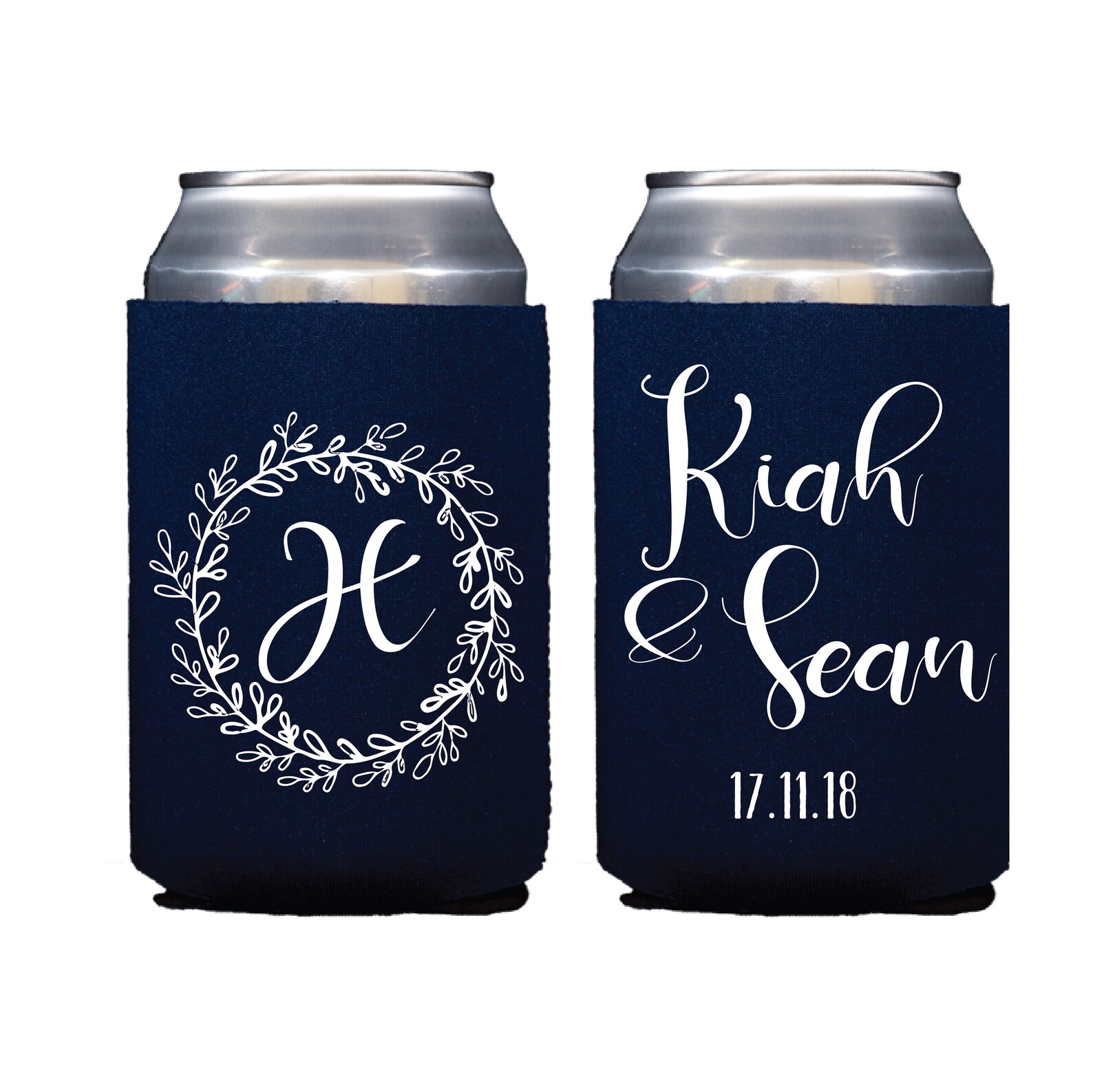 Monogram Crest Custom Beer Cold Beer Can Holder Wedding Etsy