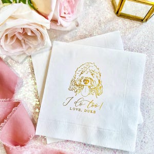 Custom Illustrated Dog Wedding Napkins, Bridal Shower, Engagement Party, Custom Bar Napkins, Custom Pet Wedding Napkins, Dog Napkins