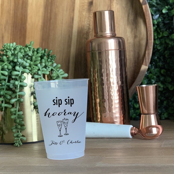 Sip Sip Hooray Wedding Cups / Bridal Shower / Rehearsal Dinner / Bachelorette Shatterproof Plastic Cups - NYE Wedding Il_570xn