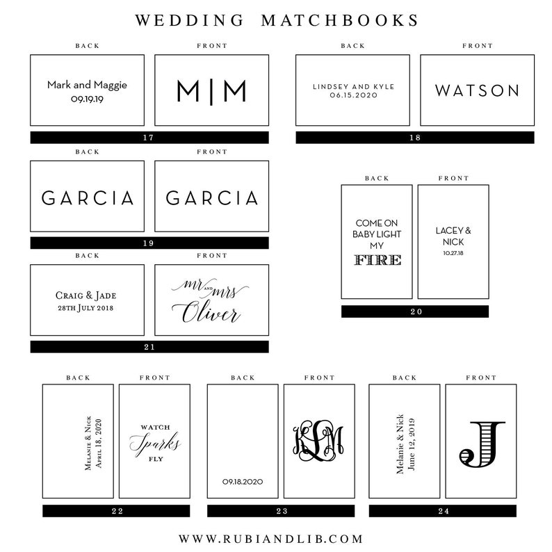 Personalized Last Name Matchbook Favors Custom Wedding Etsy