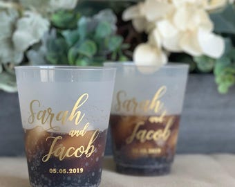 First Name Custom Personalized Shatterproof Cups, Signature Cocktails, Engagement Party, Wedding Reception Bar Frosted Cups