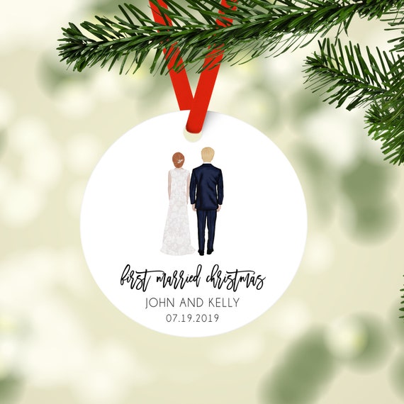 Mr and Mrs First Married Christmas Ornament, Personalized Mr & Mrs Ornament, Newlywed Christmas Ornament, Just Married First Ornament Il_570xn
