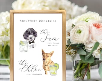 Dog Signature Cocktails Sign, Pet Signature Drink Bar Menu, Wedding Bar Menu, Pet Wedding Bar Sign, Bar Wedding Poster, Multiple Sizes